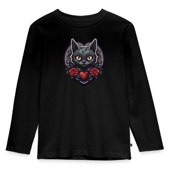 gothic cat - Kinder Premium Bio Langarmshirt - Schwarz - Vorne - AI Model Kid Male (0cm)