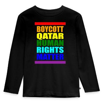 Boycott Qatar Qatar Human Rights Matter Verdict - Kids' Premium Longsleeve Shirt - black - Front - AI Model Kid Male (0cm)