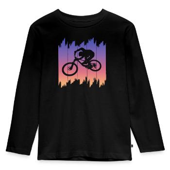 Mountainbike Downhill heizen MTB Fahrer Geschenk - Kinder Premium Bio Langarmshirt - Schwarz - Vorne - AI Model Kid Male (0cm)