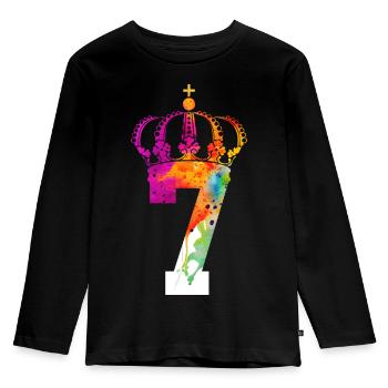 KING 7 YEARS QUEEN 7TH BIRTHDAY - Kids' Premium Longsleeve Shirt - black - Front - AI Model Kid Male (0cm)