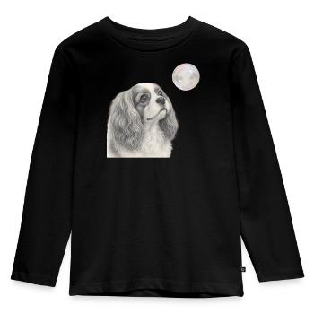Cavalier King Charles Spaniel Dog Retro Motif - Kids' Premium Longsleeve Shirt - black - Front - AI Model Kid Male (0cm)