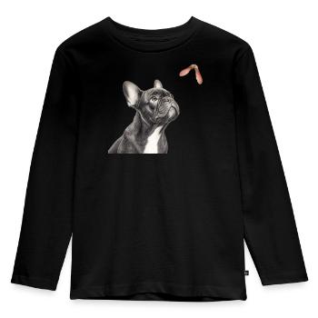 French Bulldog Nature Motif Gift - Kids' Premium Longsleeve Shirt - black - Front - AI Model Kid Male (0cm)