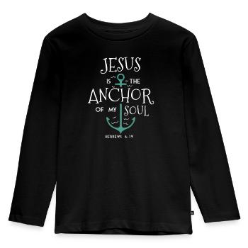 Jésus est l'ancre de mon âme - Christian - T-shirt manches longues Premium Enfant - noir - Devant - AI Model Kid Male (0cm)