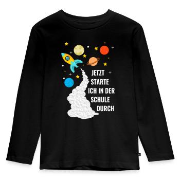 Einschulung Schulanfang Schulanfänger Junge cool - Kinder Premium Bio Langarmshirt - Schwarz - Vorne - AI Model Kid Male (0cm)