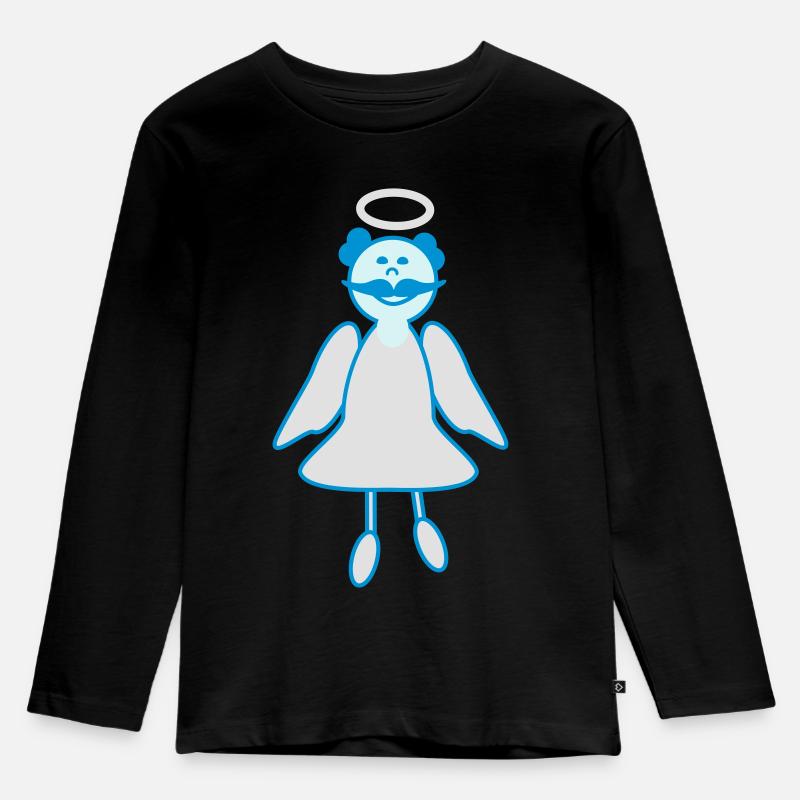 Schutzengel - Kinder Premium Bio Langarmshirt - Schwarz