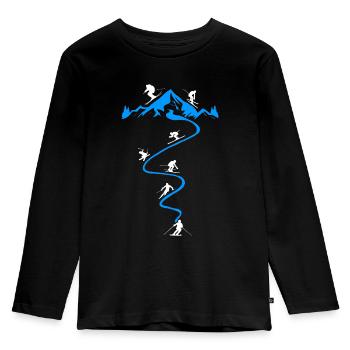 Skiers Skiers Skiing Mountains Snow Curves - Kids' Premium Longsleeve Shirt - black - Front - AI Model Kid Male (0cm)