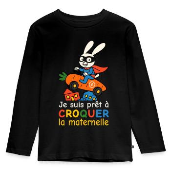 Prêt à croquer la maternelle - Rentrée des classes - T-shirt manches longues Premium Enfant - noir - Devant - AI Model Kid Male (0cm)