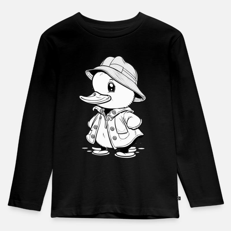 Dapper Duck - Ready for Adventure - Kinder Premium Bio Langarmshirt - Schwarz