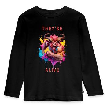 SATYR - Kinder Premium Bio Langarmshirt - Schwarz - Vorne - AI Model Kid Male (0cm)