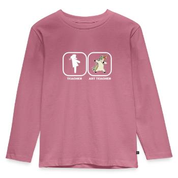 Art Teacher Kunstlehrer Einhorn - Kinder Premium Bio Langarmshirt - Mauve - Vorne - AI Model Kid Female (0cm)