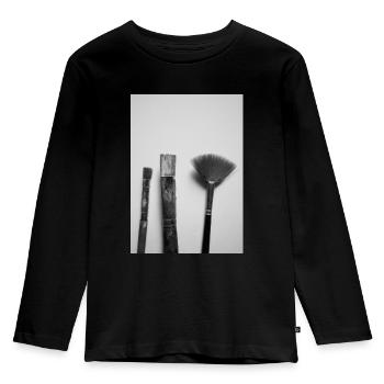 Pinsel - Kinder Premium Bio Langarmshirt - Schwarz - Vorne - AI Model Kid Male (0cm)