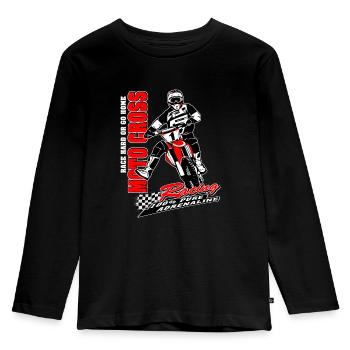 MotoCross - Supercross - MX - SX - FMX - Kinder Premium Bio Langarmshirt - Schwarz - Vorne - AI Model Kid Male (0cm)