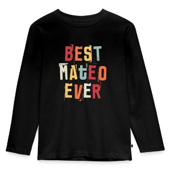 Bester Mateo aller Zeiten Beliebte Retro-Geburtsnamen Mateo - Kinder Premium Bio Langarmshirt - Schwarz - Vorne - AI Model Kid Male (0cm)