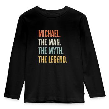 Michael, Man Myth Legend, Funny Best Name Michael - Kids' Premium Longsleeve Shirt - black - Front - AI Model Kid Male (0cm)