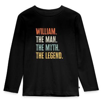 William, Mann Mythos Legende, lustig bester Name William - Kinder Premium Bio Langarmshirt - Schwarz - Vorne - AI Model Kid Male (0cm)