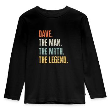 Dave, légende du mythe de l’homme, drôle de meilleur nom Dave - T-shirt manches longues Premium Enfant - noir - Devant - AI Model Kid Male (0cm)