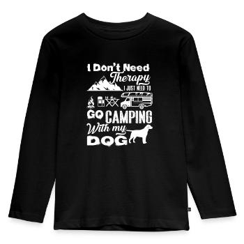 Camping Camping mit meinem Hund - Kinder Premium Bio Langarmshirt - Schwarz - Vorne - AI Model Kid Male (0cm)