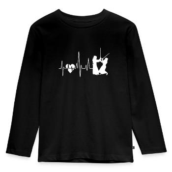 Kendo Kendo Herzschlag - Kinder Premium Bio Langarmshirt - Schwarz - Vorne - AI Model Kid Male (0cm)