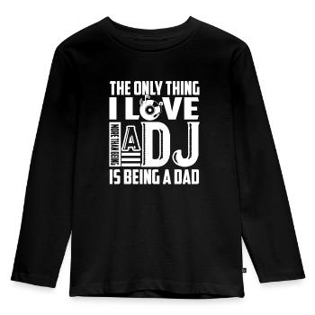 DJ DJ Dad - Kinder Premium Bio Langarmshirt - Schwarz - Vorne - AI Model Kid Male (0cm)