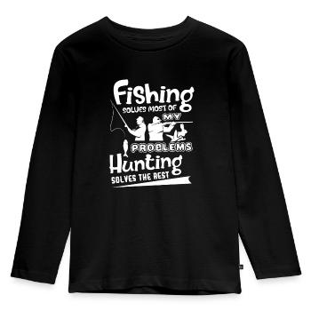 Jagd Jagd löst den Rest - Kinder Premium Bio Langarmshirt - Schwarz - Vorne - AI Model Kid Male (0cm)