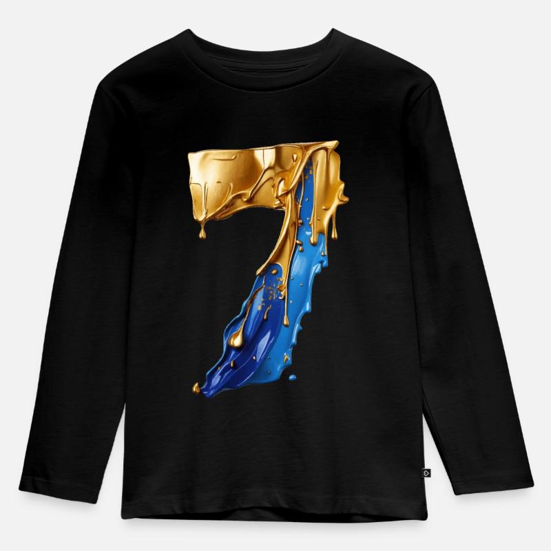 NR. 7 NUMMER 7 COOL 7. GEBURTSTAG - Kinder Premium Bio Langarmshirt - Schwarz
