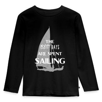 Sailing sailors water sports sailboat gift dinghy - Kids' Premium Longsleeve Shirt - black - Front - AI Model Kid Male (0cm)