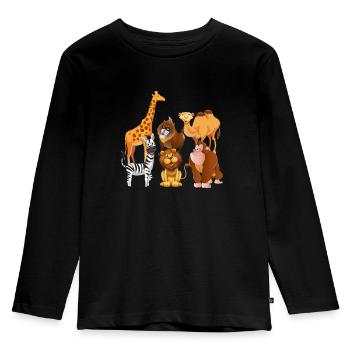 Zootiere Safari Wildnis - Kinder Premium Bio Langarmshirt - Schwarz - Vorne - AI Model Kid Male (0cm)