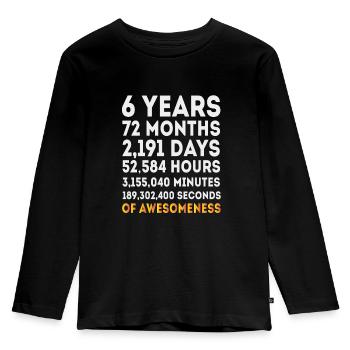Cadeau de 6ème anniversaire, anniversaire de garçons de filles de 6 ans - T-shirt manches longues Premium Enfant - noir - Devant - AI Model Kid Male (0cm)