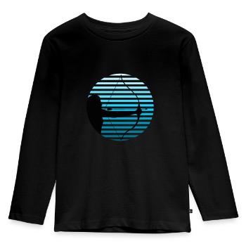 Bogenschießen Bogenschiessen Archery Pfeil Bogen - Kinder Premium Bio Langarmshirt - Schwarz - Vorne - AI Model Kid Male (0cm)