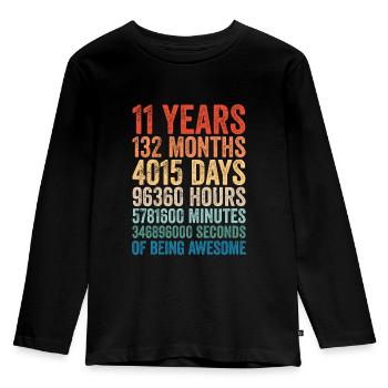 11. Geburtstag 11 Jahre Retro Geschenk Vintage - Kinder Premium Bio Langarmshirt - Schwarz - Vorne - AI Model Kid Male (0cm)
