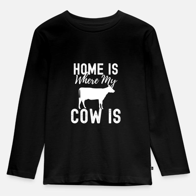 Kuh - Kinder Premium Bio Langarmshirt - Schwarz