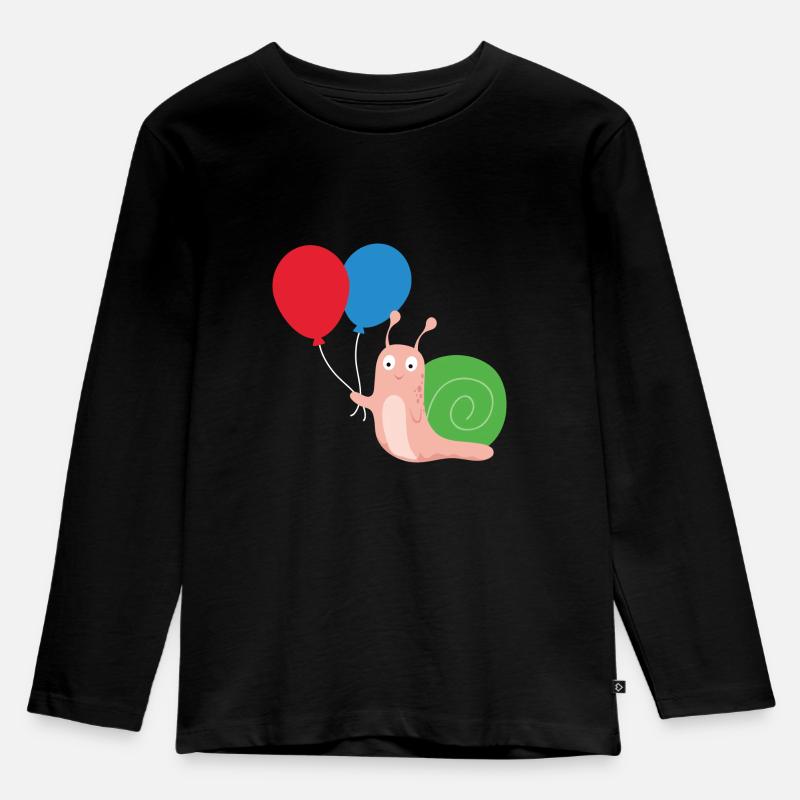 Schnecke mit Luftballons - Kinder Premium Bio Langarmshirt - Schwarz