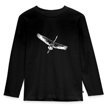 Reiher Vogel im Flug - Kinder Premium Bio Langarmshirt - Schwarz - Vorne - AI Model Kid Male (0cm)