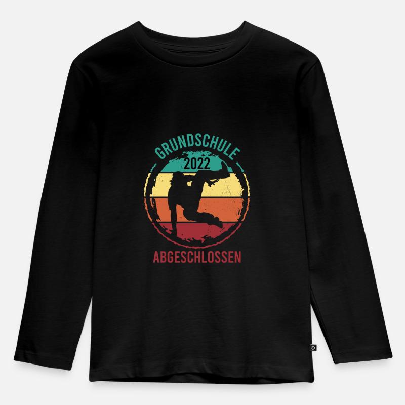Grundschulabschluss Schulanfang Weiterführende - Kinder Premium Bio Langarmshirt - Schwarz