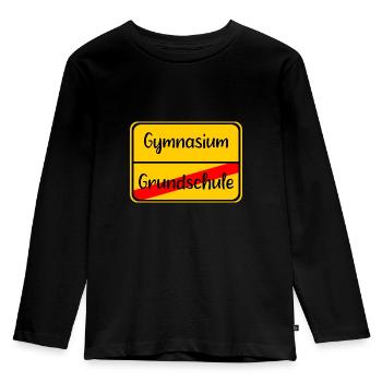 Gymnasium Grundschule Schild Übergang Schule - Kinder Premium Bio Langarmshirt - Schwarz - Vorne - AI Model Kid Male (0cm)