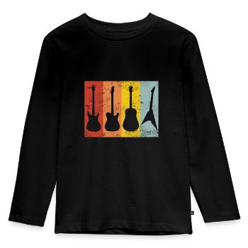 Gitarre Retro - Kinder Premium Bio Langarmshirt - Schwarz - Vorne - AI Model Kid Male (0cm)