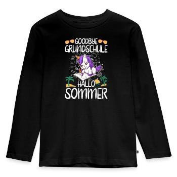 Goodbye Grundschule Hallo Sommer Grundschüler - Kinder Premium Bio Langarmshirt - Schwarz - Vorne - AI Model Kid Male (0cm)