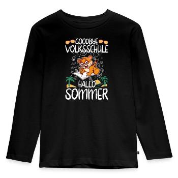 Goodbye Volksschule Hallo Sommer Grundschüler - Kinder Premium Bio Langarmshirt - Schwarz - Vorne - AI Model Kid Male (0cm)