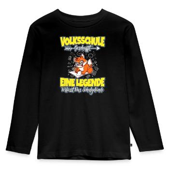 Volksschule Geschafft Grundschulabschluss 5.Klasse - Kinder Premium Bio Langarmshirt - Schwarz - Vorne - AI Model Kid Male (0cm)