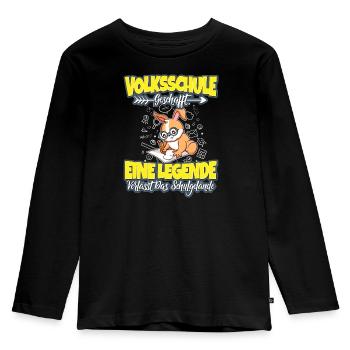 Volksschule Geschafft Grundschulabschluss 5.Klasse - Kinder Premium Bio Langarmshirt - Schwarz - Vorne - AI Model Kid Male (0cm)