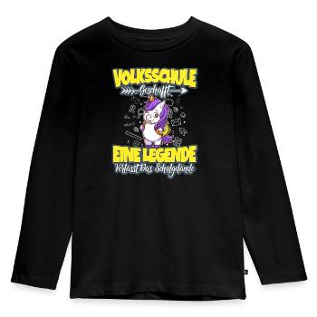 Volksschule Geschafft Grundschulabschluss 5.Klasse - Kinder Premium Bio Langarmshirt - Schwarz - Vorne - AI Model Kid Male (0cm)