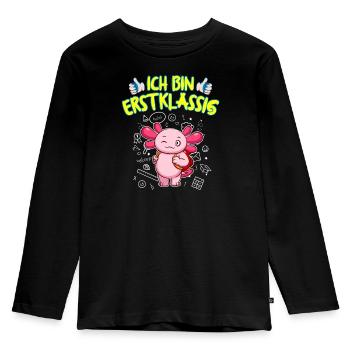 Ich Bin Erstklassig Einschulung Grundschule - Kinder Premium Bio Langarmshirt - Schwarz - Vorne - AI Model Kid Male (0cm)