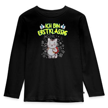 Ich Bin Erstklassig Einschulung Grundschule - Kinder Premium Bio Langarmshirt - Schwarz - Vorne - AI Model Kid Male (0cm)