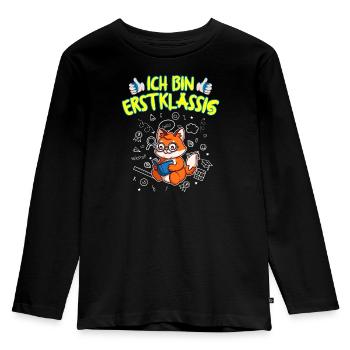 Ich Bin Erstklassig Einschulung Grundschule - Kinder Premium Bio Langarmshirt - Schwarz - Vorne - AI Model Kid Male (0cm)