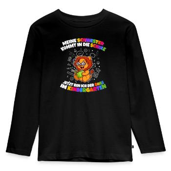 Meine Schwester Einschulung Boss Im Kindergarten - Kinder Premium Bio Langarmshirt - Schwarz - Vorne - AI Model Kid Male (0cm)