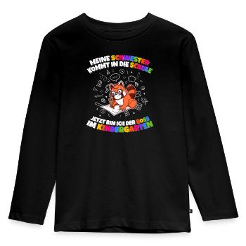 Meine Schwester Einschulung Boss Im Kindergarten - Kinder Premium Bio Langarmshirt - Schwarz - Vorne - AI Model Kid Male (0cm)