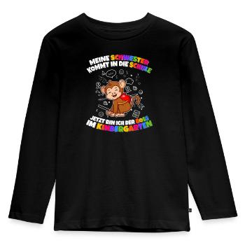 Meine Schwester Einschulung Boss Im Kindergarten - Kinder Premium Bio Langarmshirt - Schwarz - Vorne - AI Model Kid Male (0cm)