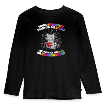 Meine Schwester Einschulung Boss Im Kindergarten - Kinder Premium Bio Langarmshirt - Schwarz - Vorne - AI Model Kid Male (0cm)