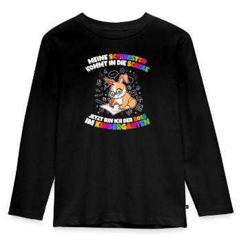 Meine Schwester Einschulung Boss Im Kindergarten - Kinder Premium Bio Langarmshirt - Schwarz - Vorne - AI Model Kid Male (0cm)