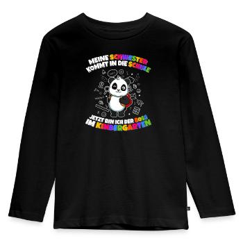 Meine Schwester Einschulung Boss Im Kindergarten - Kinder Premium Bio Langarmshirt - Schwarz - Vorne - AI Model Kid Male (0cm)